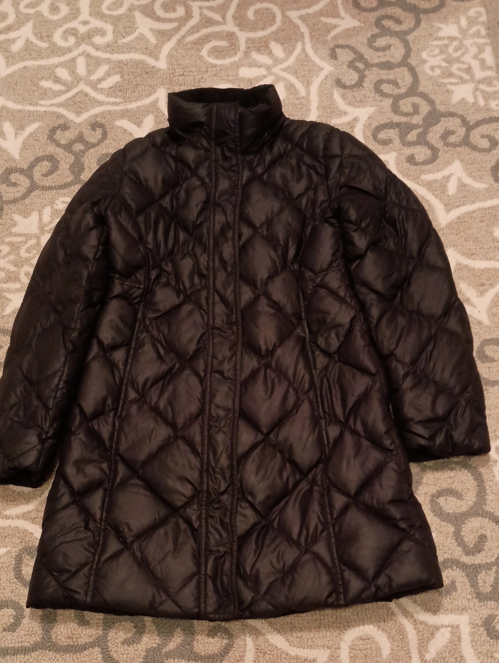 Eddie Bauer Black Diamond-Quilted Goose Down Long Puffer Coat